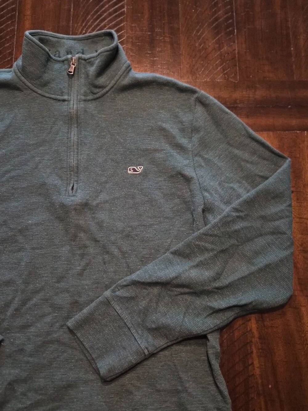 Vineyard Vines Sweater Mens Small Green Whale Logo 1/4 Zip Preppy Pullover G797